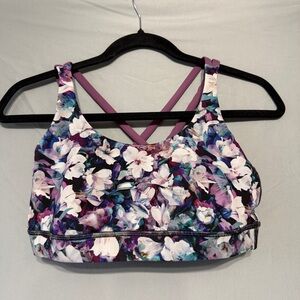 Lululemon Womens Floral Sports Bra Size 8 Yoga Fitness Running Workoit Gym READ